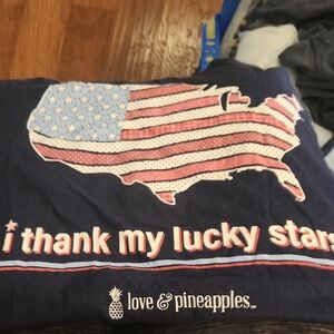 Live & Pineapples Women's Navy Short Sleeve Tee